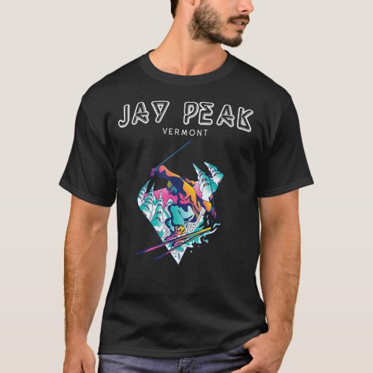 Jay Peak Vermont Retro Skier T-Shirt (Vorderseite)