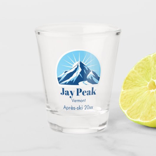 Jay Peak Vermont USA après-ski souvenir Schnapsglas (Vorderseite)