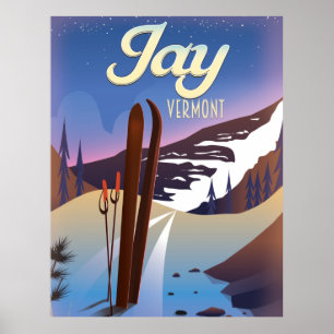 Jay Vermont USA Skifahrplakat. Poster