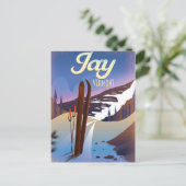 Jay Vermont USA Skifahrplakat. Postkarte (Stehend Vorderseite)