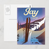 Jay Vermont USA Skifahrplakat. Postkarte (Vorne/Hinten)