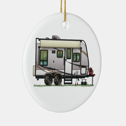 Jayco Trailer RV Happy Camper Keramik Ornament (Rechts)
