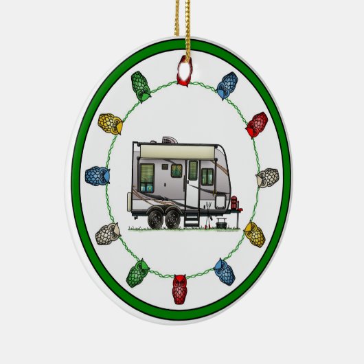 Jayco Trailer RV Happy Camper Keramik Ornament (Rechts)