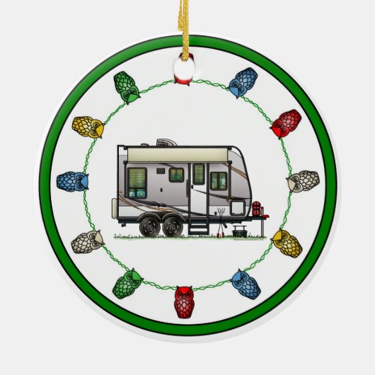 Jayco Trailer RV Happy Camper Keramik Ornament (Hinten)