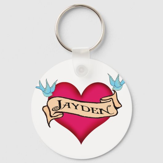 Jayden - Custom Heart Tattoo T - Shirt & Gifts Schlüsselanhänger (Vorderseite)