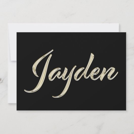 Jayden Name white gold Handwriting Karte (Vorderseite)
