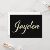 Jayden Name white gold Handwriting Karte (Vorderseite/Rückseite Beispiel)