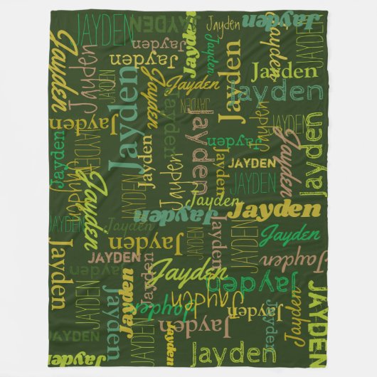 Jayden personalisierte Namensschattierungen in Grü Fleecedecke (Vorderseite)