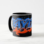 Jayden Vorname Name Graffiti blue orange Tasse (Vorderseite Links)