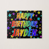 "JAYDEN" Vorname, Spaß "GLÜCKLICHER GEBURTSTAG" Puzzle (Horizontal)