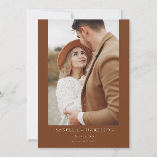 JAYLA Boho Terracotta Burnt Orange Rust Wedding Einladung (Rückseite)