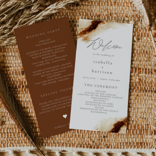 JAYLA | Boho Terracotta Rust Wedding Program Dankeskarte