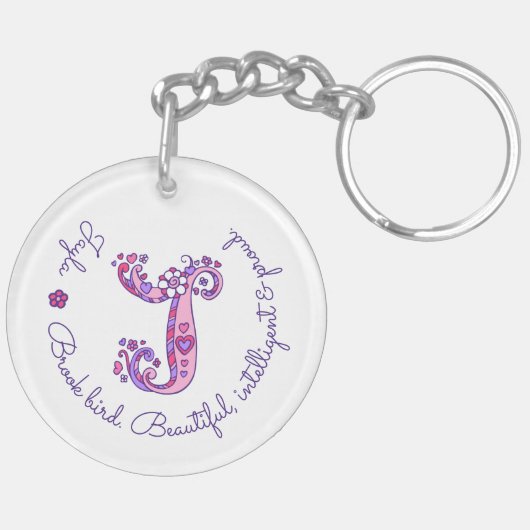 Jayla monogramm J Name und Bedeutung Schlüsselring (Rückseite komplett)