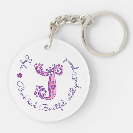 Jayla monogramm J Name und Bedeutung Schlüsselring (Rückseite)