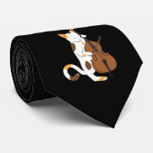 Jazkatze spielt aufrechten Baß - Musikergeschenk Krawatte (Gerollt)