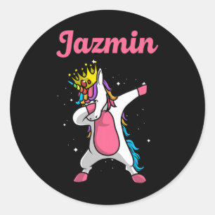 Jazmin Gift Name Personalisiert Geburtstag Dabbing Runder Aufkleber