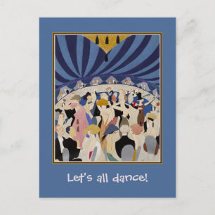 Jazz Age Art Deco Tanz Paare Tanzsaal Kunst Postkarte