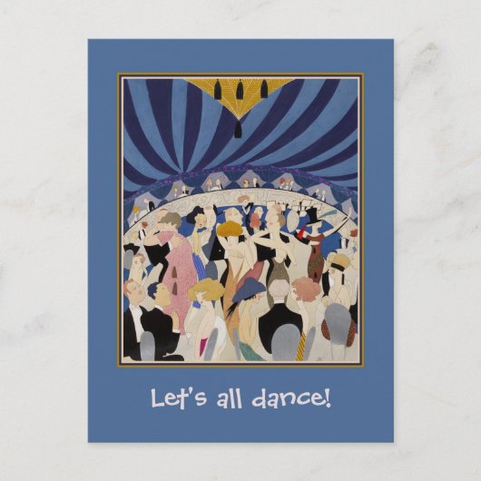 Jazz Age Art Deco Tanz Paare Tanzsaal Kunst Postkarte (Vorderseite)