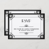 Jazz Age Black Art Deco UAWG Hochzeitsfeier RSVP Karte (Vorne/Hinten)