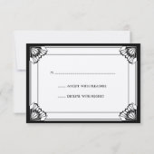 Jazz Age Black Art Deco UAWG Hochzeitsfeier RSVP Karte (Rückseite)