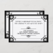 Jazz Age Black Art Deko Hochzeitsempfang Einladung (Vorne/Hinten)