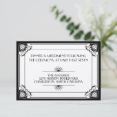 Jazz Age Black Art Deko Hochzeitsempfang Einladung (Stehend Vorderseite)