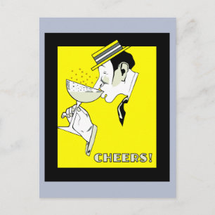 Jazz Age Dekorative Kunst Champagner Prost Party Postkarte
