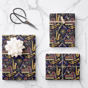 Jazz Age Feier Muster Geschenkpapier Set