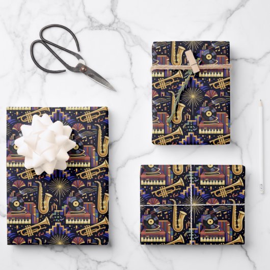 Jazz Age Feier Muster Geschenkpapier Set (Vorderseite)