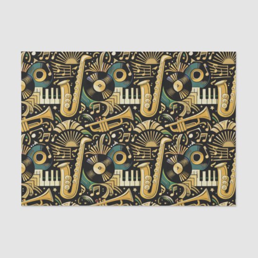 Jazz Age Music Pattern Seidenpapier (Vorderseite)