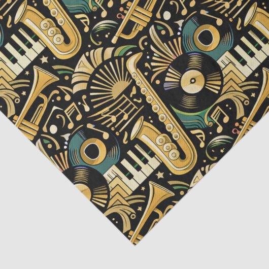 Jazz Age Music Pattern Seidenpapier (Ausschnitt)