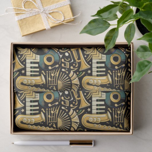 Jazz Age Music Pattern Seidenpapier (Geschenk)