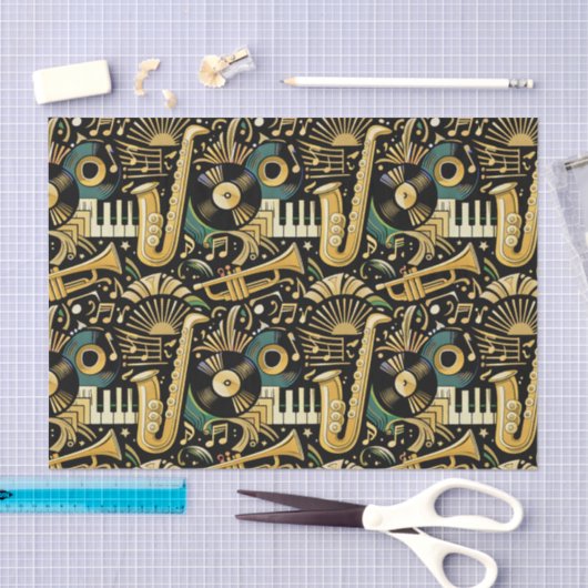 Jazz Age Music Pattern Seidenpapier (Handwerk)
