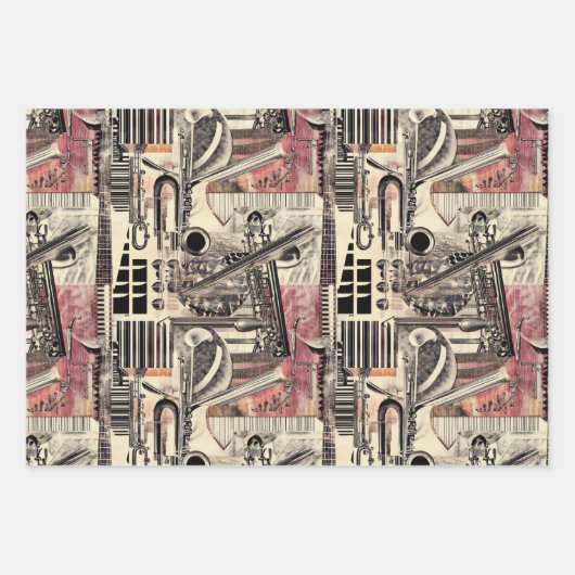 Jazz Age Musician 1920er Jahre Dadaist Style Geschenkpapier Set (Vorderseite 3)