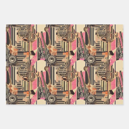 Jazz Age Musician 1920er Jahre Dadaist Style Geschenkpapier Set (Vorderseite)