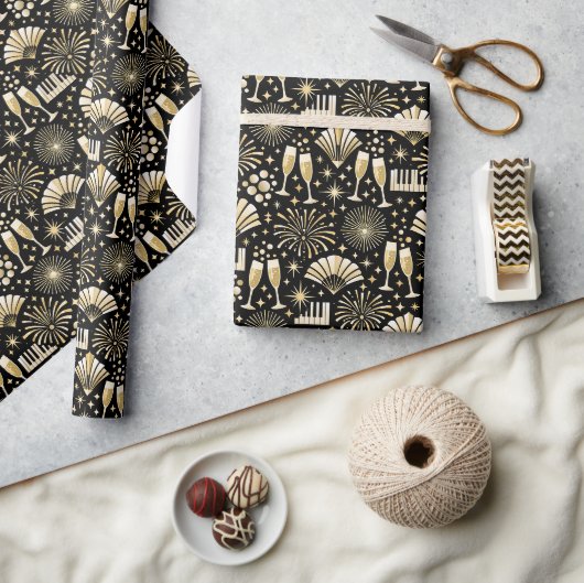 Jazz Age Neujahrsmuster Geschenkpapier (Kunsthandwerk)