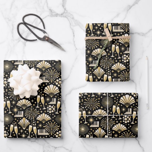 Jazz Age New Year Pattern Geschenkpapier Set (Vorderseite)