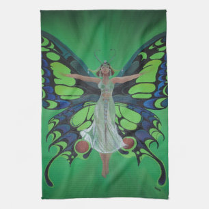 Jazz Age Showgirl Flapper mit Schmetterlingsflügel Geschirrtuch