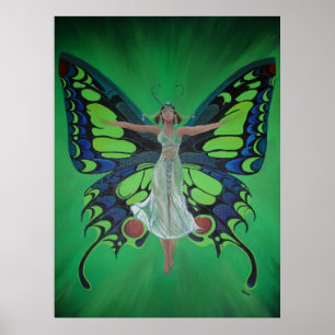 Jazz Age Showgirl Flapper mit Schmetterlingsflügel Poster