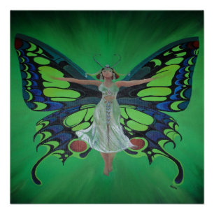 Jazz Age Showgirl Flapper Weekend Butterfly Wings Poster