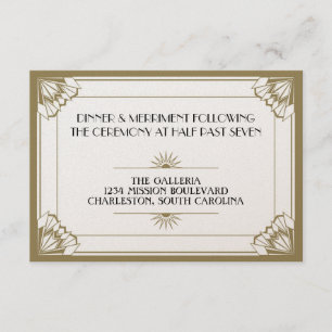 Jazz Age Taupe Art Deco Hochzeitsempfang Begleitkarte