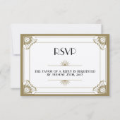Jazz age taupe Art Deco UAWG Hochzeitsfeier RSVP Karte (Vorderseite)
