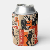 Jazz Band Cool Vintage Poster Dosenkühler (Kanne Vorderseite)