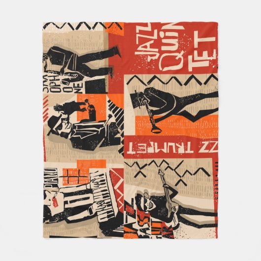 Jazz Band Cool Vintage Poster Fleecedecke (Vorderseite)
