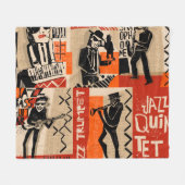 Jazz Band Cool Vintage Poster Fleecedecke (Vorderseite (Horizontal))
