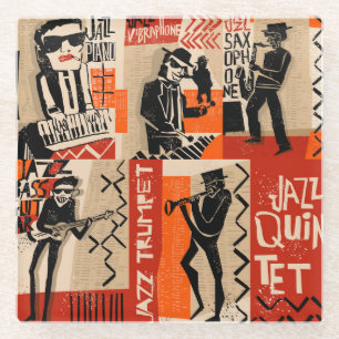 Jazz Band Cool Vintage Poster Glasuntersetzer