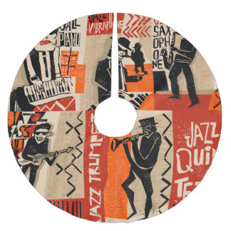 Jazz Band Cool Vintage Poster Polyester Weihnachtsbaumdecke