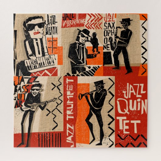 Jazz Band Cool Vintage Poster Puzzle (Vertikal)