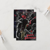 Jazz Band Happy Birthday Card Karte (Vorderseite/Rückseite Beispiel)