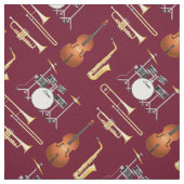 Jazz Band Instruments Musikerdekor Rot Stoff (Muster)